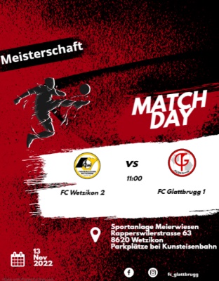 FC Wetzikon 2 vs FCG 1 am 13.11.22 um 11:00 Uhr