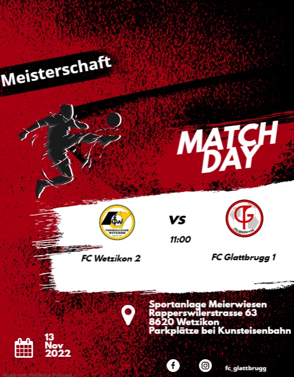 FC Wetzikon 2 vs FCG 1 am 13.11.22 um 11:00 Uhr